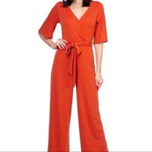 Orange Short Sleeve Jumpsuit NWT Size Large